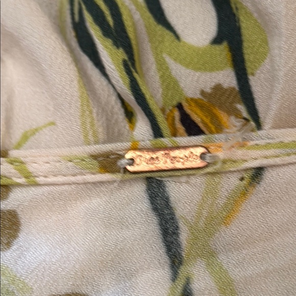 Free People Bella Floral Tunic Top Long Sleeve V Neck Ivory‎ Yellow Size Small - Picture 3 of 9